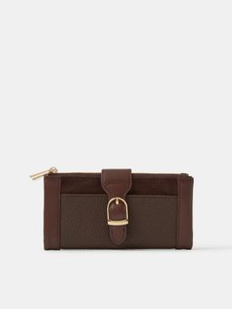 Accessorize London - Women's Brown Buckle Faux Leather Wallet
