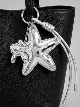 Accessorize London - Women's Silver Puffy Star Bag Charm