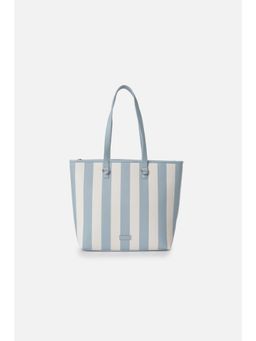Van Heusen - Women Light Blue and White Colorblock Casual Tote Bag