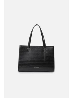 Van Heusen - Women Black Textured Formal Tote Bag