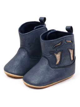 Hopscotch - Boys Navy Solid Cut-Out Embellished Ankle Length Boots