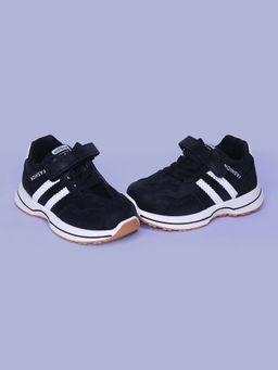 Hopscotch - Unisex Black and White Striped Sneakers