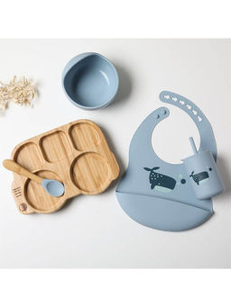 MyneeMoe - Ecobus Premium Bamboo Suction Feeding Accessories Blue (Set of 5)