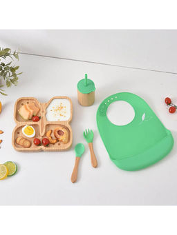 MyneeMoe - Petal Flyer Bamboo Suction Feeding Accessories Green (Set of 5)