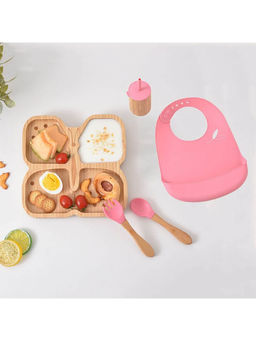 MyneeMoe - Petal Flyer Bamboo Suction Feeding Accessories Pink (Set of 5)