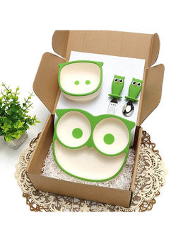 MyneeMoe - Cartoon Owl Suction Feeding Accessories Green (Set of 4)