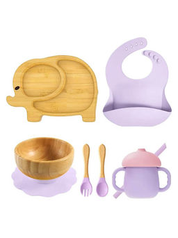MyneeMoe - Ellie Baby Dining Feeding Accessories Lavender (Set of 6)