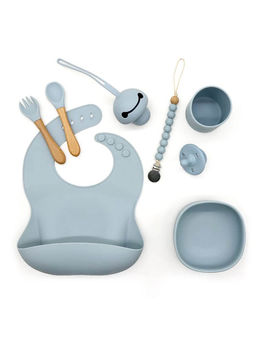 MyneeMoe - Baby Silicone Suction Feeding Accessories with Pacifier Blue (Set of 7)