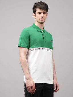 GANT - Men Green Color Block Regular Polo T-shirt
