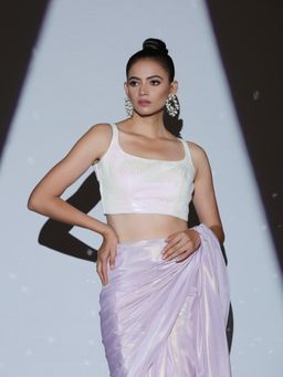 Swtantra - Iridescent Sequin Square Neck Blouse