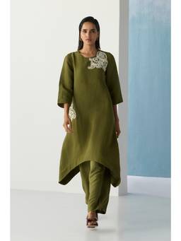 Ancestry - Olive Embroidered Kurta