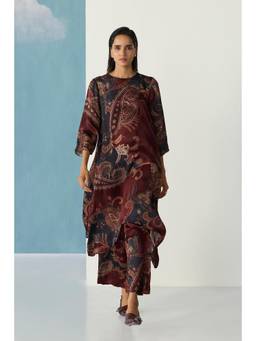 Ancestry - Maroon Paisley Printed Kurta