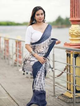Aparna - Blue Abstract Premium Mol Cotton Saree For Women