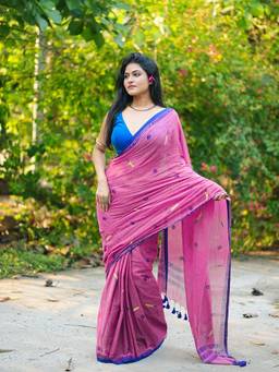 Aparna - Pink Mul cotton Ipl Style Bat And Ball Cricket Theme Saree For Women