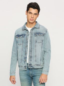 Pepe Jeans - Blue Washed Spread Collar Denim Jacket