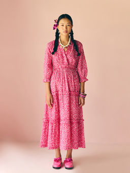 Prakriti Jaipur - Pink Gathered Long Dress