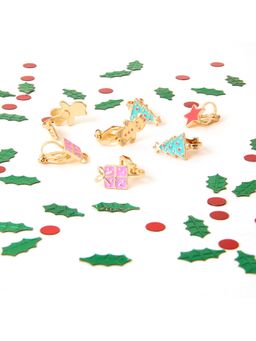 Accessorize London - Girls Red Christmas Clip On Earrings Set of 4