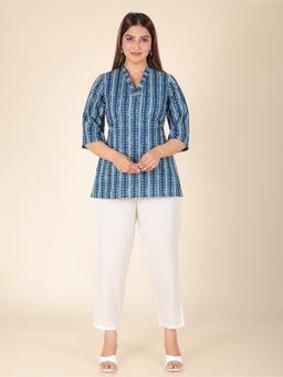 ARAMYA - Soft Cotton Straight Striped Print Kurta and Pant