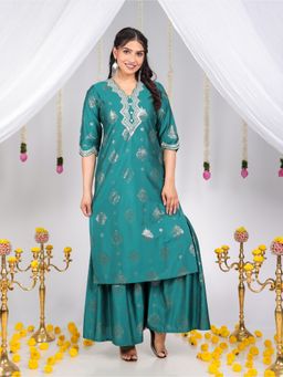 ARAMYA - Roman Silk Straight Kurta and Sahara