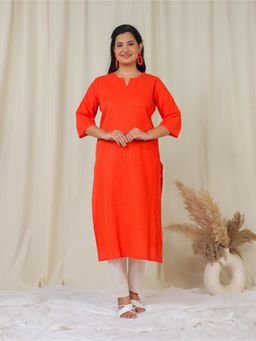 ARAMYA - Soft Cotton Straight Solid Kurta