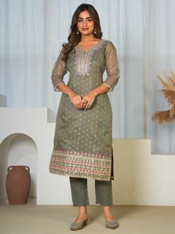 ARAMYA - Poly Moss Jacquard Kurta and Pant