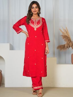 ARAMYA - Silk Blend Solid Kurta and Pant
