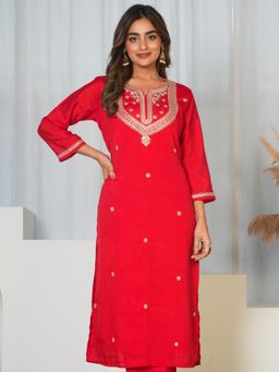 ARAMYA - Silk Blend Solid Kurta for Women