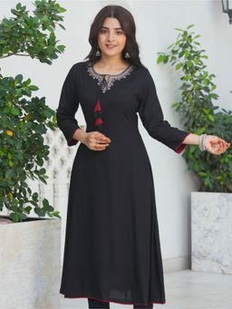 ARAMYA - Viscose Solid Kurta for Women