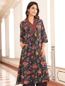 ARAMYA - Viscose Floral Print Kurta for Women