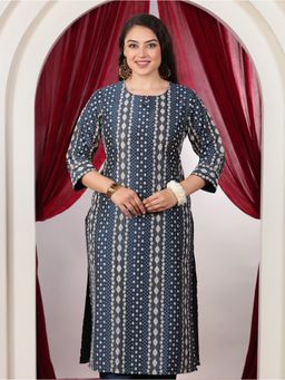 ARAMYA - Poly Chanderi Straight Dew Drop Print Kurta for Women