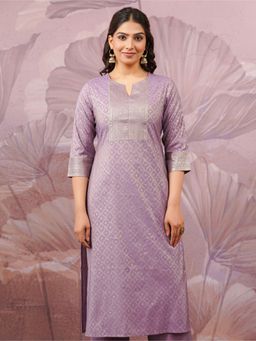ARAMYA - Chanderi Straight Gold Foil Print Kurta for Women