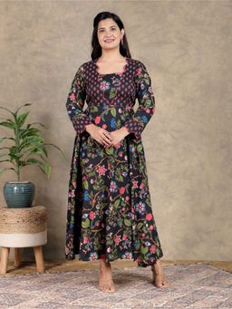 ARAMYA - Soft Cotton Floral Print Dress for Women