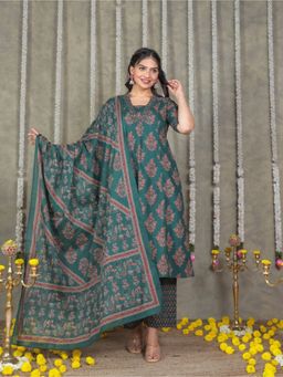 ARAMYA - Soft Cotton Block Print Kurta Pant with Dupatta for Women