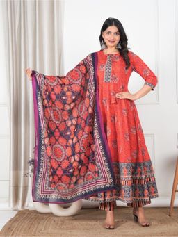 ARAMYA - Soft Cotton Floral Print Kurta Pant with Dupatta for Women