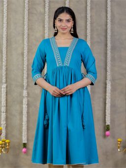 ARAMYA - Linen Cotton Solid Dress for Women
