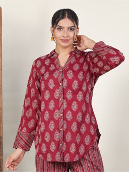 ARAMYA - Soft Cotton Butti Print Shirt for Women