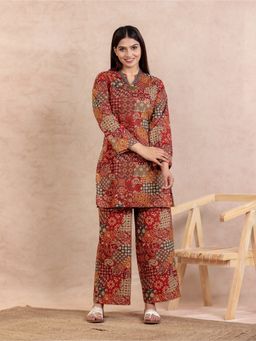 ARAMYA - Soft Cotton Patchwork Print Kurta and Palazzo