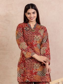 ARAMYA - Soft Cotton Patchwork Print Kurti for Women