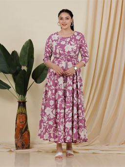ARAMYA - Soft Cotton Floral Print Dress for Women