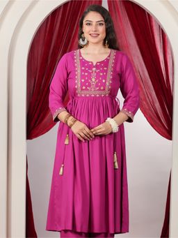 ARAMYA - Viscose A-Line Kurta for Women