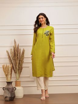 Barara Ethnic - Lime Blossom Embroidered Kurta