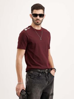 WROGN - Striped Slim Fit T-Shirt - Maroon