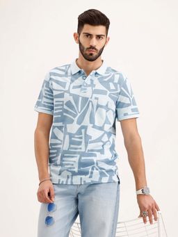 WROGN - Slim Fit Aop Polo T-Shirt - Blue
