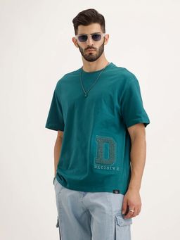 WROGN - Oversized Fit Patch Detailed T-Shirt - Teal