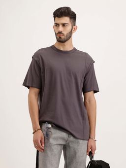 WROGN - Oversized Fit Cut And Sew T-Shirt - Dark Grey