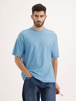 WROGN - Solid Oversized Half Sleeve T-Shirt - Blue