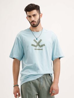 WROGN - Oversized Printed T-Shirt - Teal - Blue