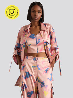 Muvazo - Psychedelic Splash Shirt- Peach