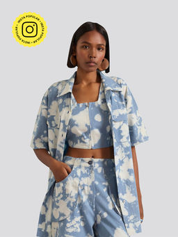 Muvazo - Acidic Aura Blue Tie and Dye Shirt