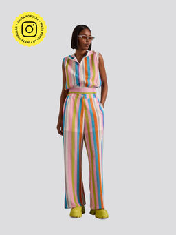 Muvazo - Rainbow Ripple Crochet Jacket Co-Ord (Set of 3)